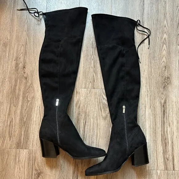 Marc Fisher Women's Black Suede Comara Over the Knee Pointed Toe Boot Size 8.5