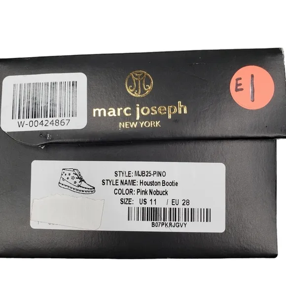 Marc Joseph | NIB Houston Bootie Pink Nobuck Leather Lace Up Boots Girl's 11
