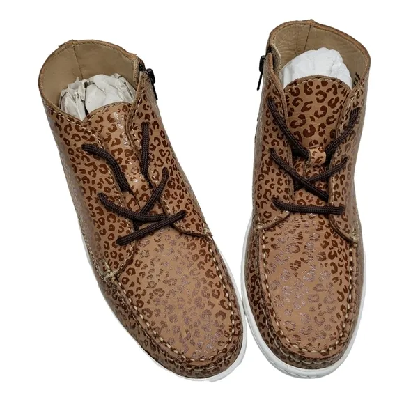 Marc Joseph | NIB West Houston Bootie Leopard Print Lace Up Leather Boots 2.5