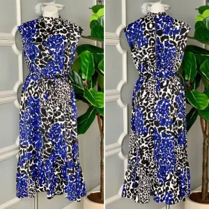 Marcell Von Berlin Tie Waist Animal Print Volant Midi Dress Size 8