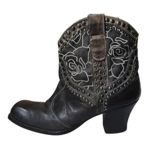Mark Nason Rock Lives Brown Embroidered Studded Leather Ankle Boots Women's 10