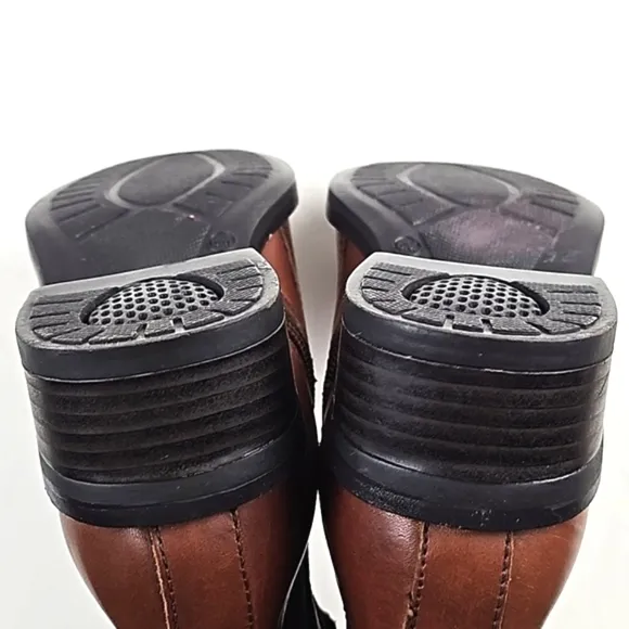 Marking Baretta Brown Leather Braided Strap Side Zip Knee High Equestrian Boot
