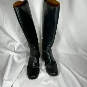 Marlborough Equestrian Riding Boots Size 6 UK Black Leather Made in England