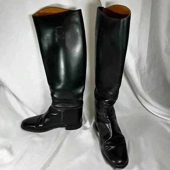 Marlborough Equestrian Riding Boots Size 6 UK Black Leather Made in England