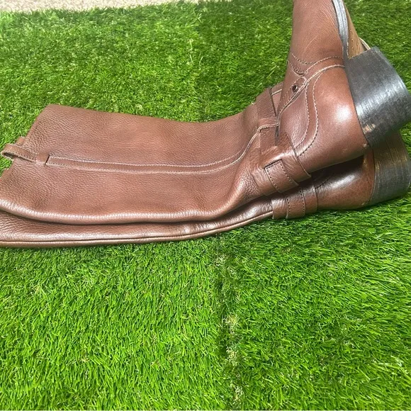Massimo Dutti Brown Heeled Boots with Equestrian Design