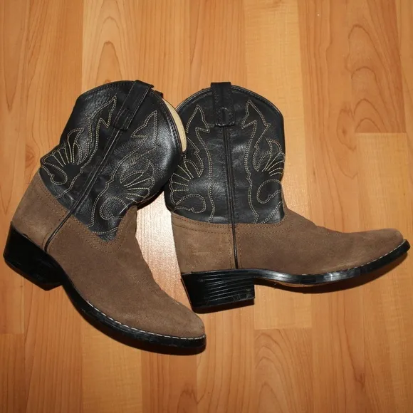 MASTERSON BOOT CO Girls Brown Leather Cowboy Boots