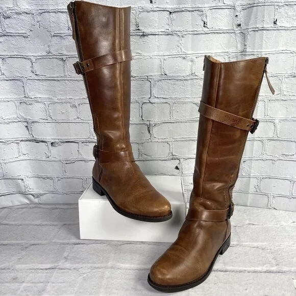 Matisse Militia‎ Distressed Brown Leather Riding Boots Women's Size 7.5 M