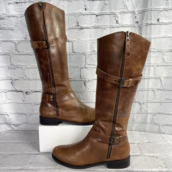 Matisse Militia‎ Distressed Brown Leather Riding Boots Women's Size 7.5 M