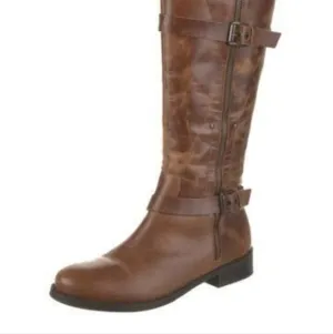 Matisse Womens Militia Moto Tall Distressed Leather Comfort Booties shoes sz 6