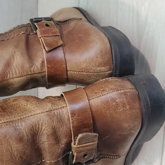 Matisse Womens Militia Moto Tall Distressed Leather Comfort Booties shoes sz 6