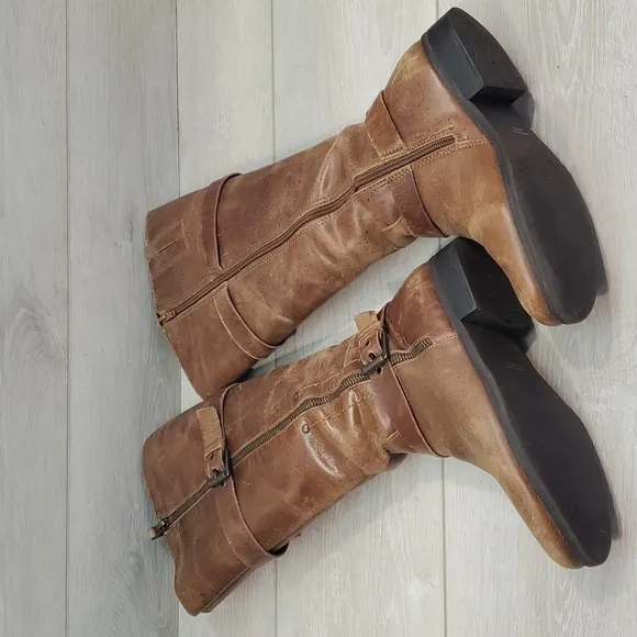 Matisse Womens Militia Moto Tall Distressed Leather Comfort Booties shoes sz 6