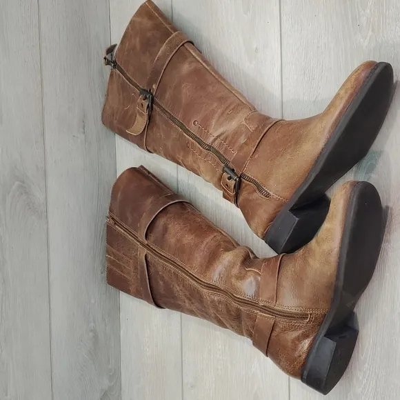 Matisse Womens Militia Moto Tall Distressed Leather Comfort Booties shoes sz 6
