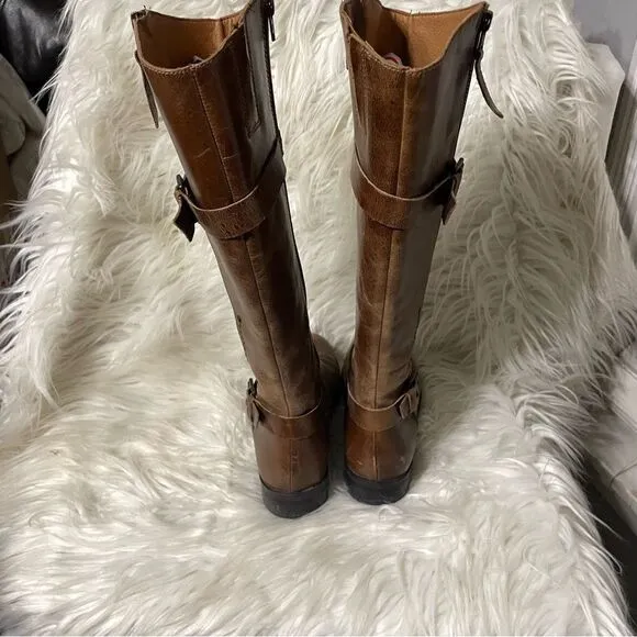Matisse X Free People Women's Militia Brown Distressed Riding Boots Size 7.5 M