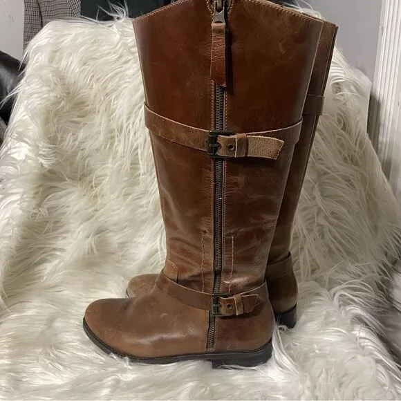 Matisse X Free People Women's Militia Brown Distressed Riding Boots Size 7.5 M