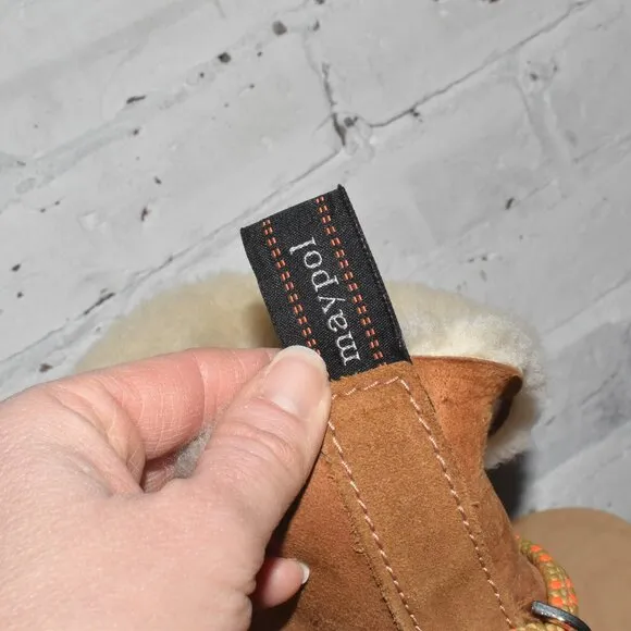 MAYPOL Anthropologie Shearling Fur Lined Suede Perfect Winter Boots Size 8