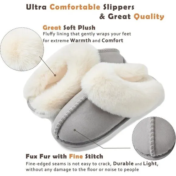Memory Foam Fluffy Soft Warm Slip On House Anti-Skid Cozy Plush for Womens