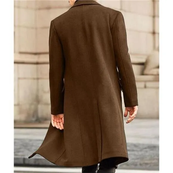 Men's Casual Trench Coat Slim Fit Brown