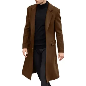Men's Casual Trench Coat Slim Fit Brown