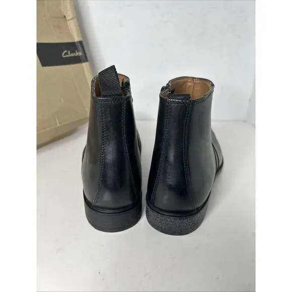 Men's Clark's Vanek Mid Black Leather Boots Size 10 M