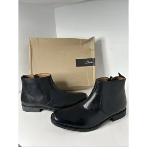 Men's Clark's Vanek Mid Black Leather Boots Size 10 M