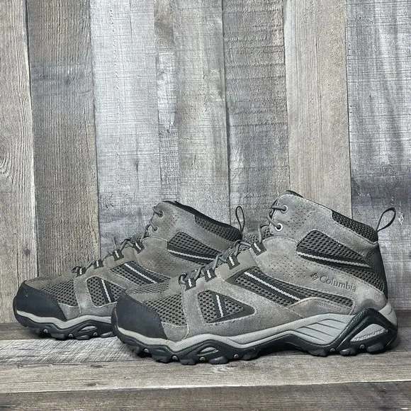 Mens Columbia Gray Suede Hammond Mid Waterproof Hiking Boots‎ Shoes Size 8 D GUC
