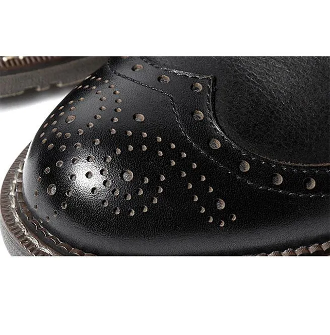 Men's Handmade Full Grain Leather Round Toe Lace Up Boots