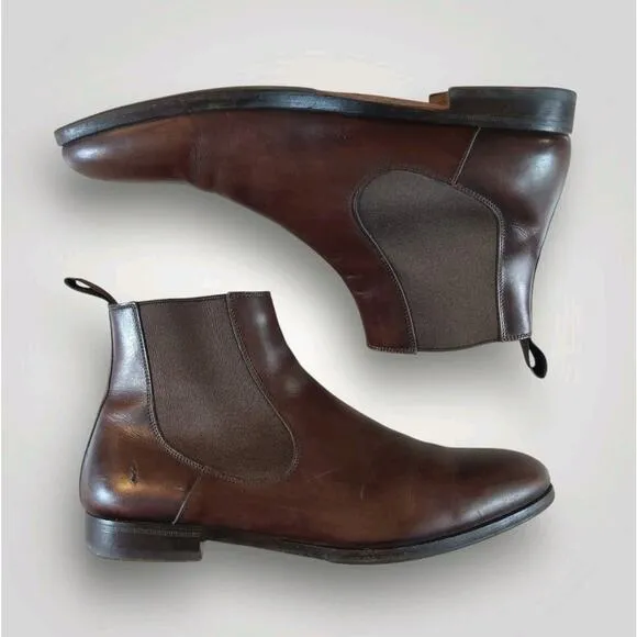 Men's Santoni Brown Leather Chelsea Boots Size 7.5 D Made In Italy Vintage