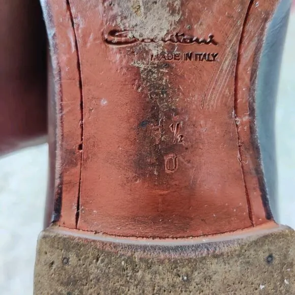 Men's Santoni Brown Leather Chelsea Boots Size 7.5 D Made In Italy Vintage