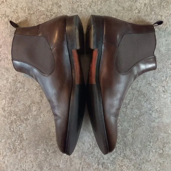 Men's Santoni Brown Leather Chelsea Boots Size 7.5 D Made In Italy Vintage