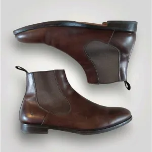 Men's Santoni Brown Leather Chelsea Boots Size 7.5 D Made In Italy Vintage