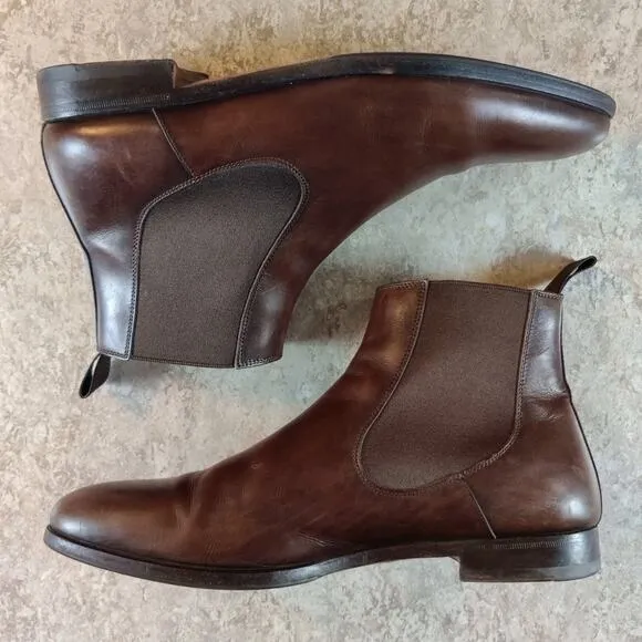 Men's Santoni Brown Leather Chelsea Boots Size 7.5 D Made In Italy Vintage