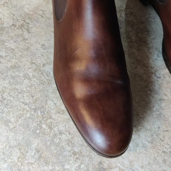 Men's Santoni Brown Leather Chelsea Boots Size 7.5 D Made In Italy Vintage