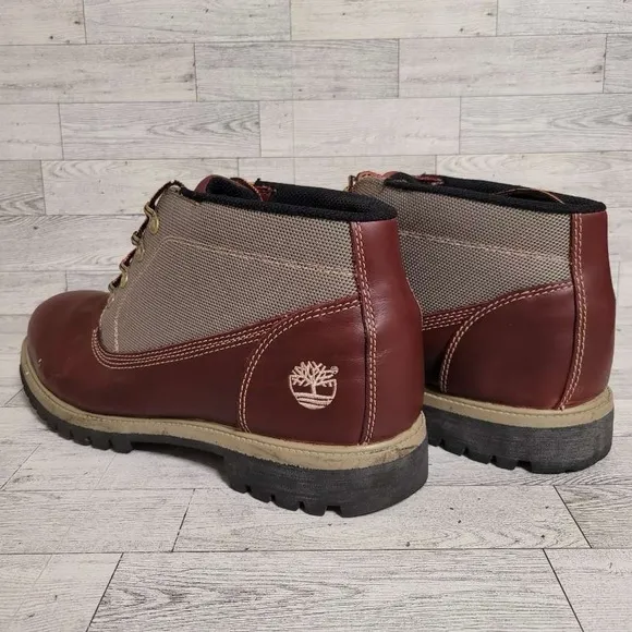 Men's Timberland 28010 Western Brown Leather Canvas Hiking Chukka Boots Size 13