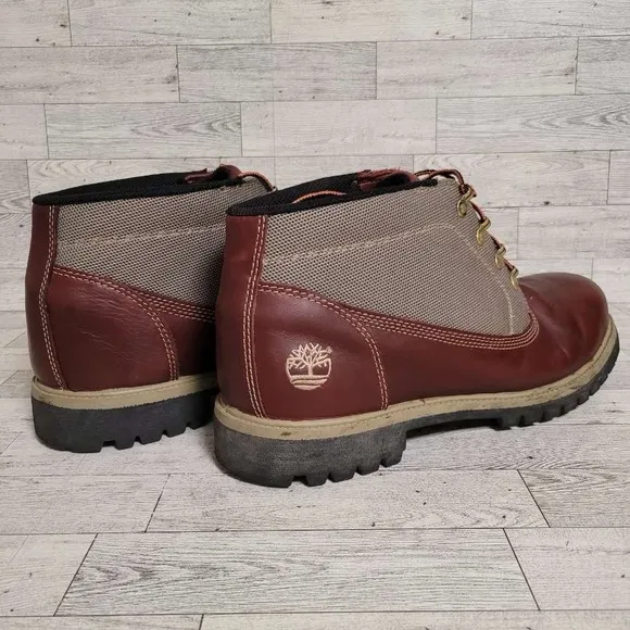 Men's Timberland 28010 Western Brown Leather Canvas Hiking Chukka Boots Size 13