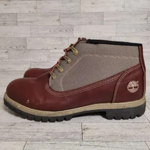 Men's Timberland 28010 Western Brown Leather Canvas Hiking Chukka Boots Size 13