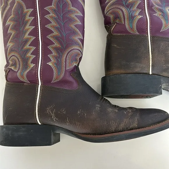 Mens Tony Lama Buckaroo Boots Size 9.5 in Violet Baron Wide Square Toe