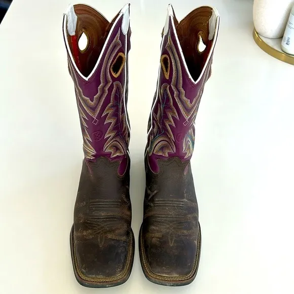 Mens Tony Lama Buckaroo Boots Size 9.5 in Violet Baron Wide Square Toe