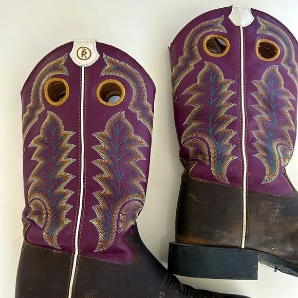 Mens Tony Lama Buckaroo Boots Size 9.5 in Violet Baron Wide Square Toe