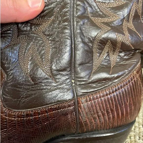 Men's Cordero Brown Leather Pointed Toe Western Cowboy Boots Size 7.5 Mexico