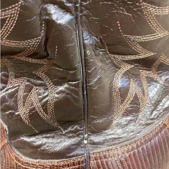 Men's Cordero Brown Leather Pointed Toe Western Cowboy Boots Size 7.5 Mexico
