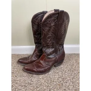 Men's Cordero Brown Leather Pointed Toe Western Cowboy Boots Size 7.5 Mexico