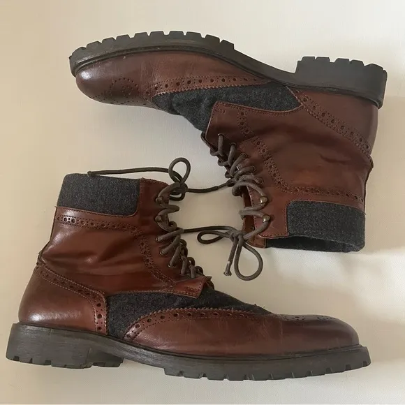 Mercanti Fiorentini Men’s Italian leather Wingtip boots size 11