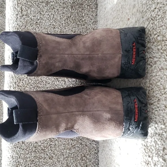 Merrell Boot Youth 6 Gunsmoke Waterproof Suede Pull On Performance Polartec