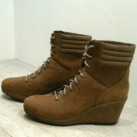 Merrell Tremblant Wedge Waterproof Lace up Boots Size 10.5