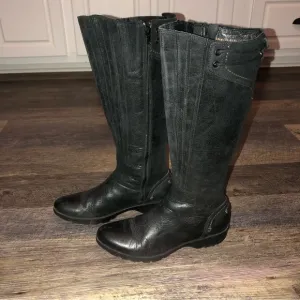 Merrell Vera Peak Black Distress Leather Zip Up Equestrian Boots  Women Sz 8 EUC