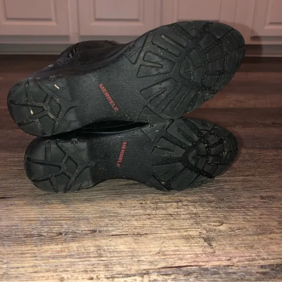 Merrell Vera Peak Black Distress Leather Zip Up Equestrian Boots  Women Sz 8 EUC