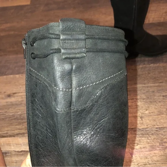 Merrell Vera Peak Black Distress Leather Zip Up Equestrian Boots  Women Sz 8 EUC