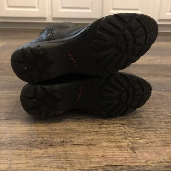 Merrell Vera Peak Black Distress Leather Zip Up Equestrian Boots  Women Sz 8 EUC