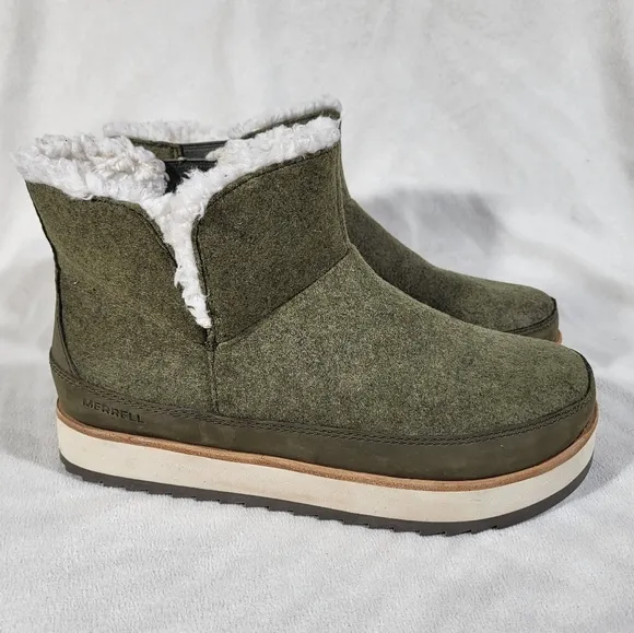 Merrell Womens Juno Olive Snow Boots J003822 Size 8 Medium (B, M)