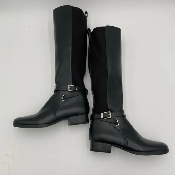 Michael Kors Arley Tall Black Leather Knee High Riding Boots Boot Shoes (NWOT)